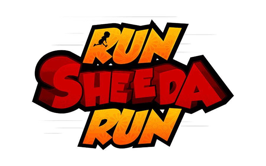 The Run Sheeda Run logo, its wordmark in orange and red with a running boy set into the first letter